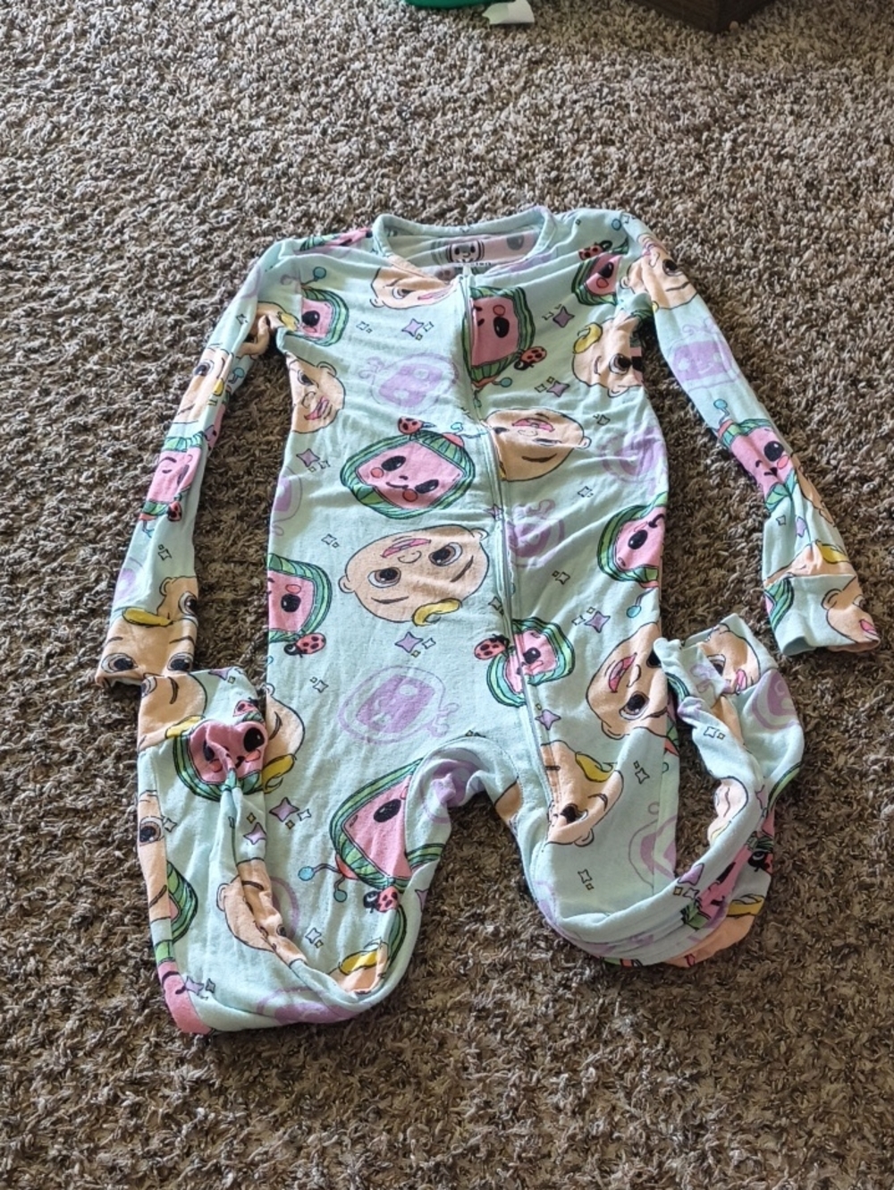 Kids Mint Green Character Footie One-Piece Pajamas